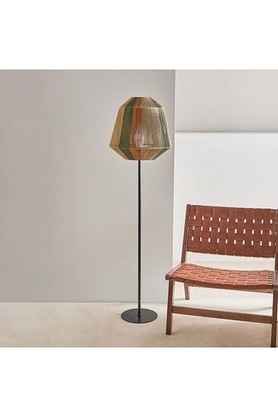 erorex Collett E27 Metal Floor Lamp with Cotton Rope Shade - 40x40x145 cm