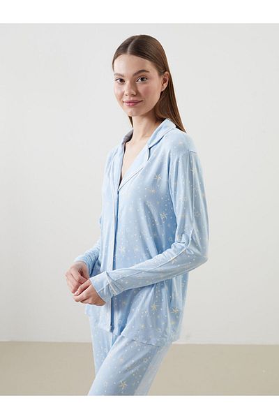 LC Waikiki Set de pijamale de damă cu model guler cămașă