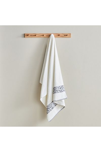 erorex Opulence Leopard Border Jacquard Turkish Cotton Bath Towel - 70x140 cm
