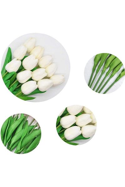 fulina 10PCS Artificial Tulip Flowers, real and beautiful, PU material, Standing for love,purity, for home