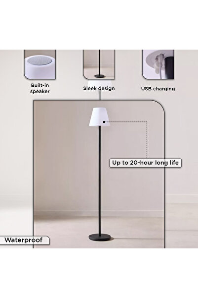 erorex Solin Waterproof RGB LED Floor Lamp with Speaker Remote 20-Hour Battery - 24x150 cm