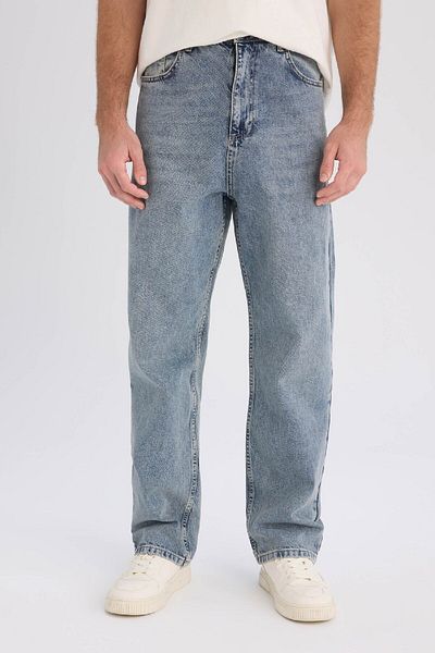 DeFacto 100% bumbac, cu potrivire largi, cu talie normală, pantaloni largi, spălați, B3926ax25sp