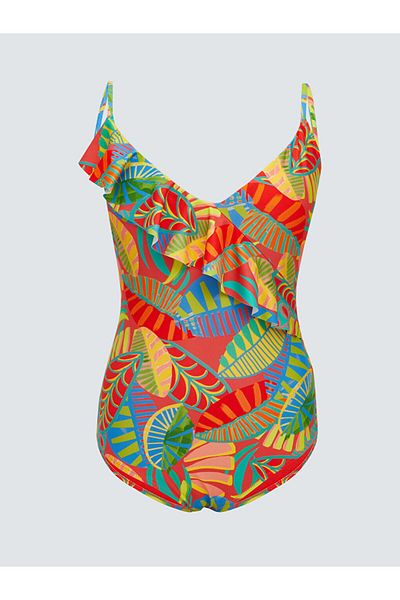 LC Waikiki Coral Patterned Women's Swimsuit with Removable Pads