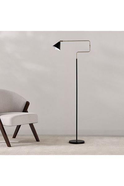 erorex Tyler Brushed Brass Metal Floor Lamp - 51x23x152 cm