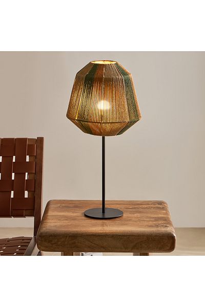 erorex Collett E27 Metal Table Lamp with Cotton Rope Shade - 29x29x59.5 cm