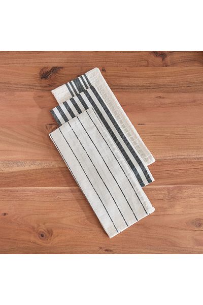 erorex Noir Stripe 3-Piece Kitchen Towel Set - 40x65 cm