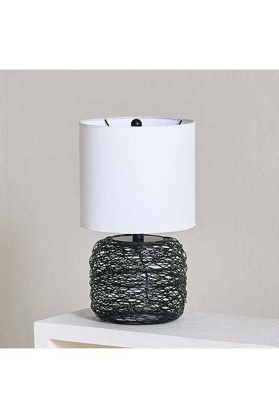 erorex Aron Metal Wire Table Lamp with Fabric Shade - 26x47 cm