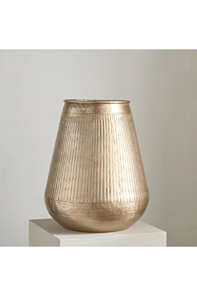 erorex Nydril Aluminium Linework Hammered Vase - 30x34 cm