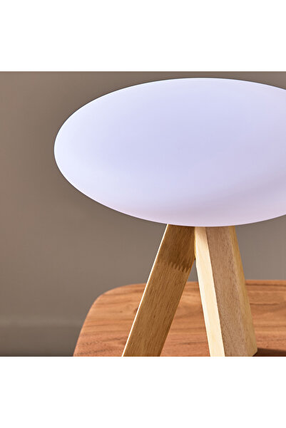 erorex Solin LED Table Lamp with Wooden Base and Dimmer Switch - 25x25 cm