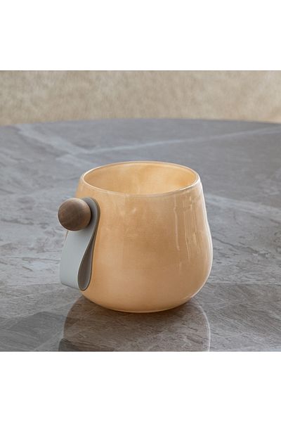 erorex Auden Glass Vase with Leather Handle - 14.1x11.1x8.9 cm