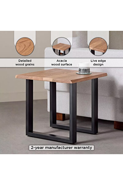 erorex Costa Live Edge Solid Wood Top End Table