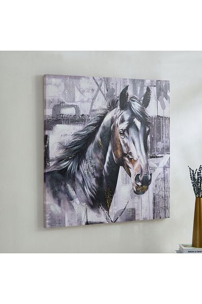 erorex Nairobi Horse Hand Painted Wall Art - 80x3x80 cm