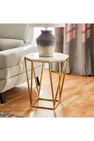 erorex Heron Genuine Marble Top End Table