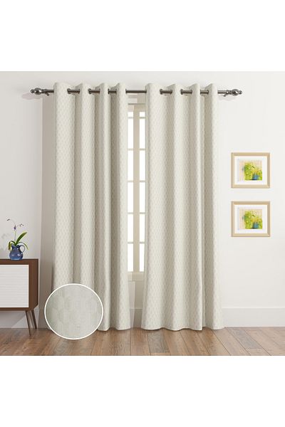 erorex Artisan Hexa 2-Piece Jacquard Extra Long Curtain Set - 135x300 cm