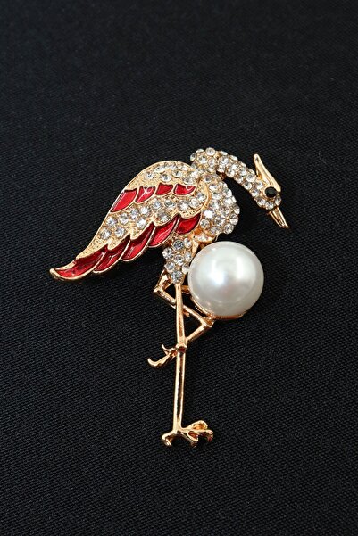 Signature of loyalty Crane brooch gold diamond pearl women's lapel pin with luxury bird