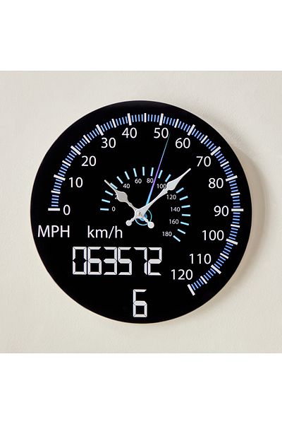 erorex Fero Speedometer Clock with Tinted Glass - 38x4.5x38 cm