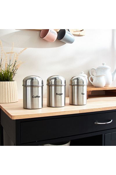 erorex Premia 3-Piece Tea Coffee Sugar Steel Container Set - 600 ml