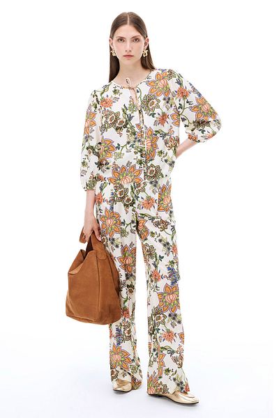 Perspective Sahras Comfortable Fit Flower Pattern Long Length Multicolor Trousers