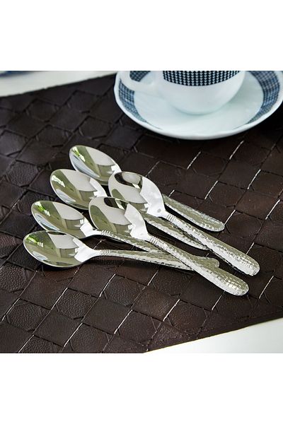 erorex Hammered Stainless Steel Teaspoon - Set of 6