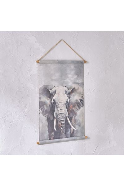 erorex Volga Linen Fir Wood Elephant Tapestry Wall Hanging - 64x92 cm