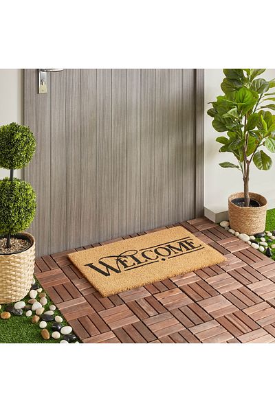 erorex Welcome Printed Coir Doormat with PVC Back - 45x75 cm