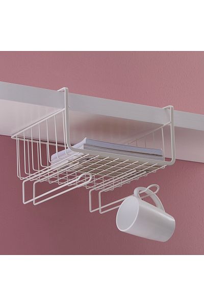 erorex Maisan Overshelf Holder Basket with Mug Hooks