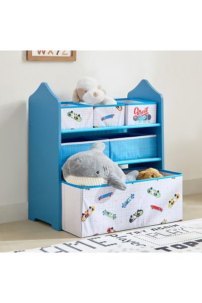erorex Gearhead Candice Baseball Fabric Storage Rack with 6 Bins - 63x30x70 cm