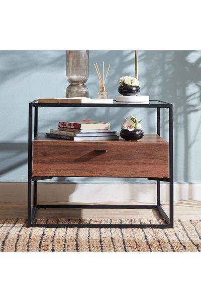 erorex Ruby Glass Top End Table