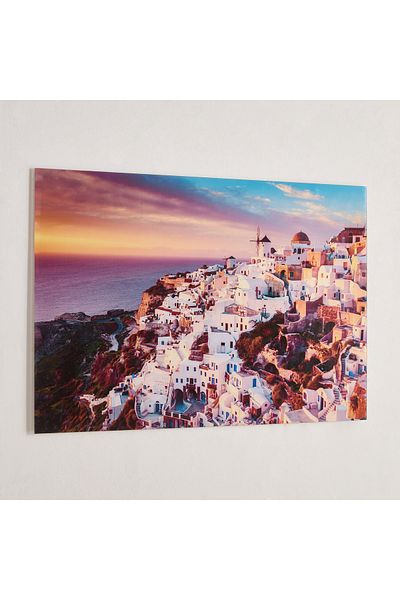 erorex Fista Sunrise Santorini Tempered Glass Wall Art - 60x90 cm