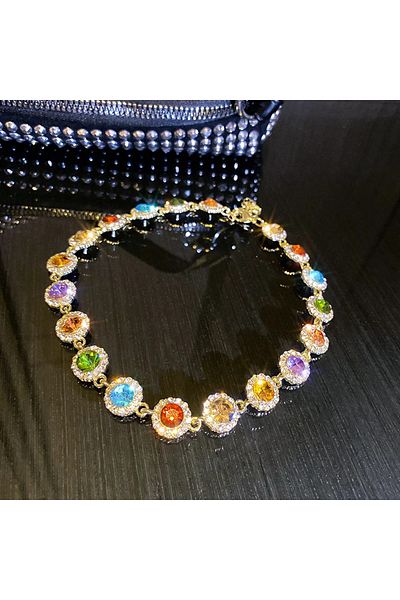 Choice colorful Geometric Colorful Crystal Choker Necklaces for Women Clavicle Chain Necklaces Jewelry Bijo