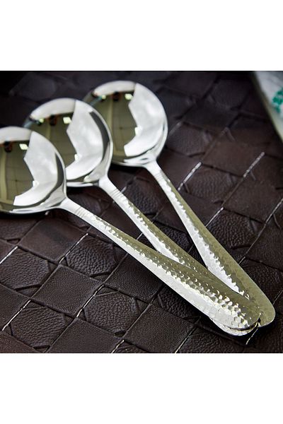 erorex Hammered Stainless Steel Soup Spoon - Set of 3