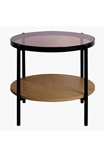 erorex Velmont Glass Top End Table with Shelf