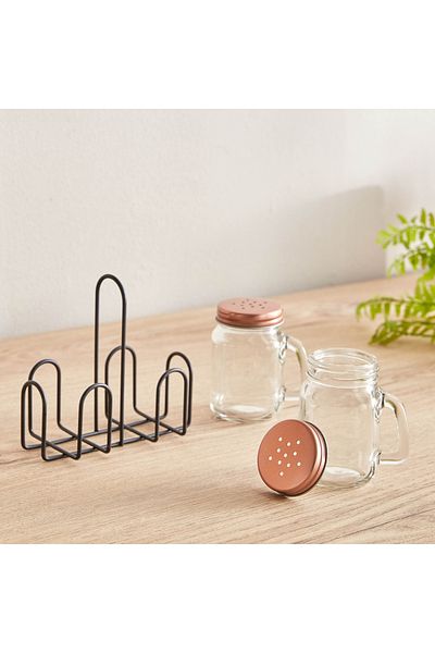 erorex Essential 3-Piece Glass Mason Jar Set with Stand Set