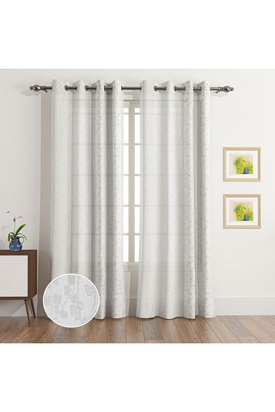 erorex Sara 2-Piece Textured Sheer Curtain Set - 140x240 cm