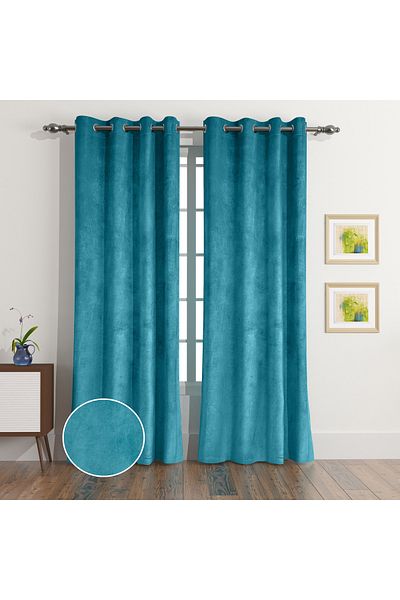 erorex Dove 2-Piece Extra Long Velvet Dimout Curtain Set - 135x300 cm