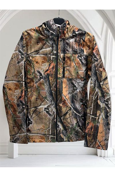 WİDİ Ανδρικό παλτό καμουφλάζ Softshell Forest Pattern - Αδιάβροχο και αντιανεμικό, Χειμερινό υπαίθριο κυνήγι