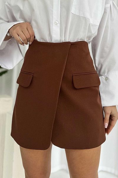 Mine Tan Butik Кафява къса пола - с джобен детайл