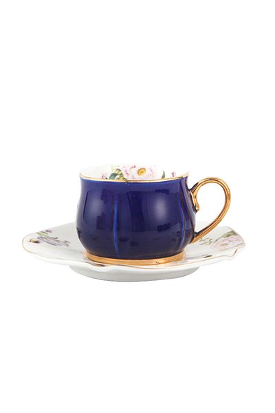 sharpdo 115ml Gold Handle Small Five Leaf Ceramic Cup And Saucer