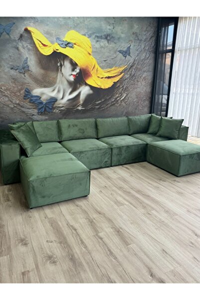 Erduran Mobilya Angelo 4 Modül + 2 Puf Köşe Koltuk Takımı (6 Modül) Babyface ...