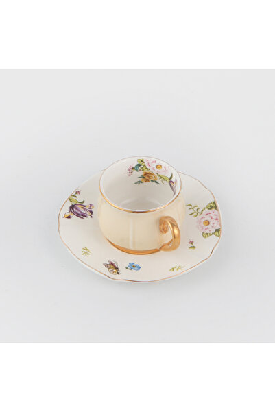sharpdo 115ml Gold Handle Small Five Leaf Ceramic Cup And Saucer