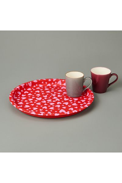 Sarkap Heart Metal Tray - Red / Pink - 35X35 cm