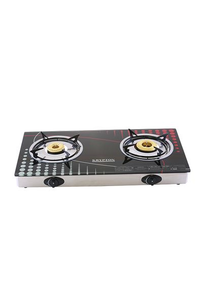 KRYPTON Gas Burner| 2 Burner(90mm,70mm)| 8mm Tempered Glass -Flame Failure Safety Device KNGC6014