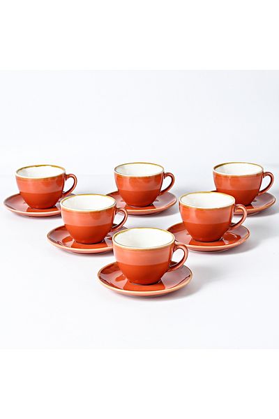 sharpdo 220 ML Ceramic Coffee Cup And Saucer Kiln Glaze Changing Process Six Cup And Saucer Set