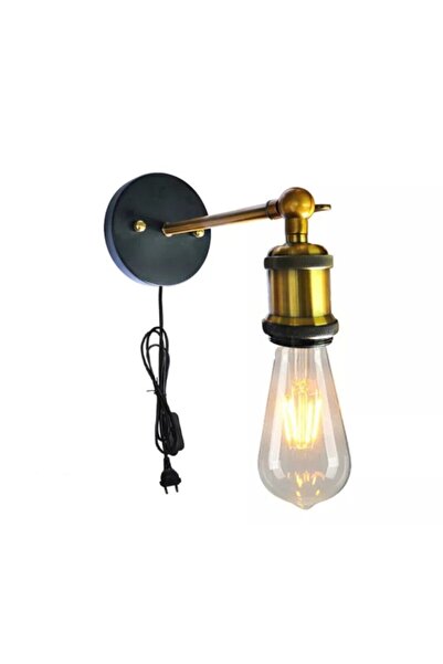 Genel Markalar Retro Rustik Anahtarlı Kablolu Fişli Duvar Aplik Hareketli Maf...