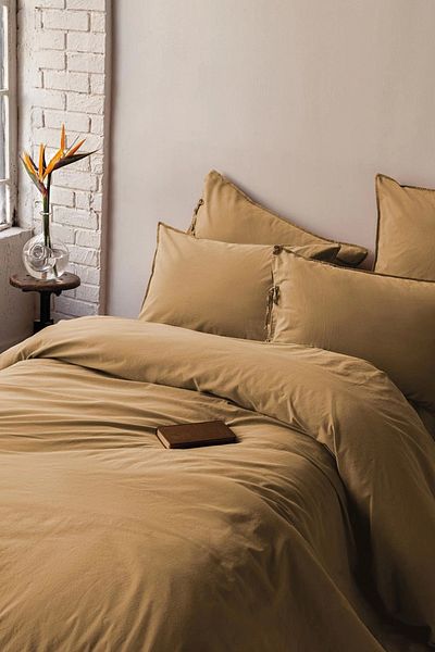 İssimo Home Σετ κρεβατιού Savanna Mustard Washed 100% βαμβακερό ποπλίνα King