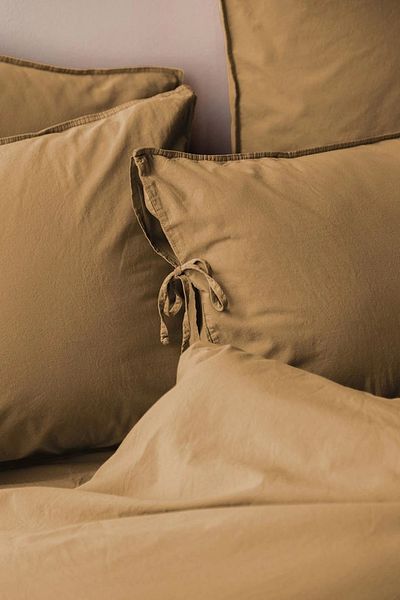 İssimo Home Σετ κρεβατιού Savanna Mustard Washed 100% βαμβακερό ποπλίνα King