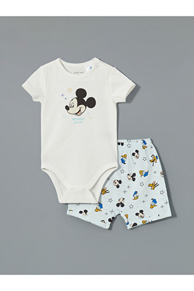 LC Waikiki LCW baby Ekru Erkek Bebek Çıtçıtlı Body ve Şort 2'li Takım