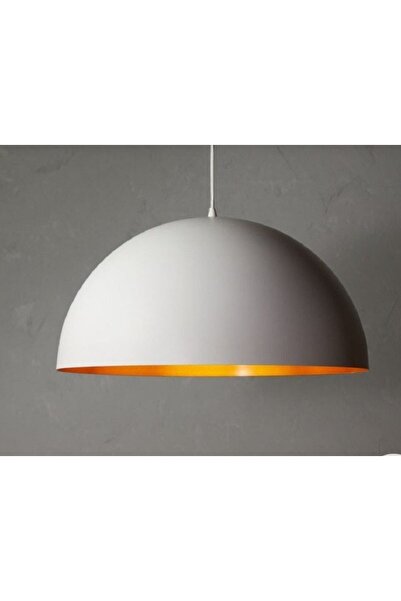 habek avize 40 Cm Beyaz Içi Altın Metal Sarkıt Avize Mutfak Avize Genc Odası