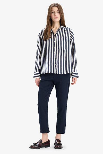 DeFacto Oversize Wide Fit Striped Long Sleeve Shirt E6585Ax25Sp