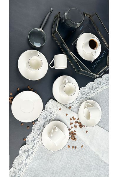 PORSER Lumina 4 Piece Coffee Cup Set Platinum Mesh